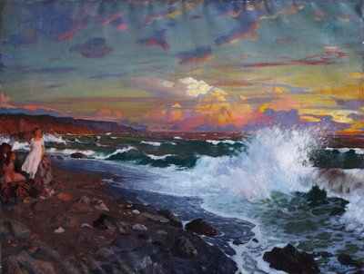 Solnedgang. Strand, begyndelsen af det 20. århundrede. af Grigori Mikhailovich Bobrovsky