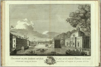 Udsigt over Fontanka-floden fra grottebogen til 50-året for grundlæggelsen af Skt. Petersborg, 1753 af Grigory Anikeevich Kachalov