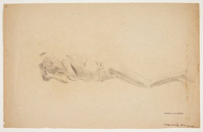 Studie af gipsafstøbning fra Pompeji. Liggende mand af Gudrun Traustedt