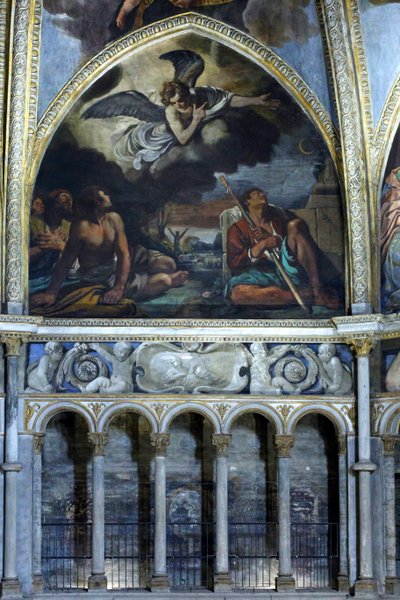 Fresko, der viser bebudelsen til hyrderne af Guercino (1591-1666)