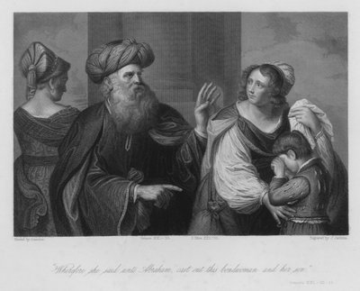 "Driv denne trælle og hendes søn ud," 1. Mosebog XXI af Guercino