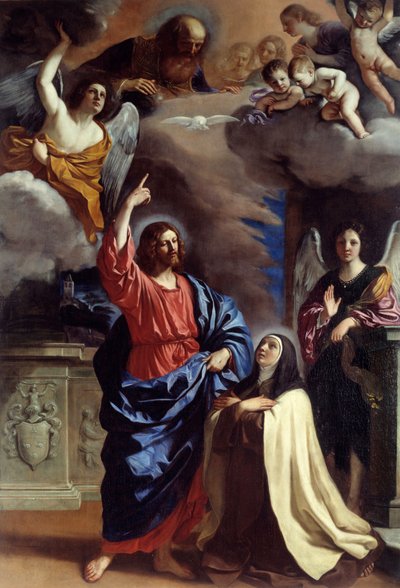 Kristus viser sig for den hellige Therese Maleri af Giovanni Francesco Barbieri dit Il Guercino (The Guerchin af Guercino