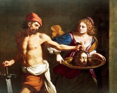Salome modtager John Baptists hoved af Giovanni Francesco Barbieri, kendt som Guercino (1591-1666), olie på lærred af Guercino (1591 1666)