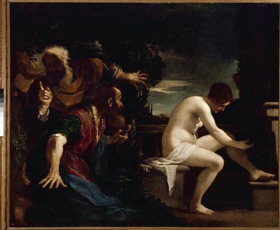 Suzanne og de ældste - olie på lærred af Guercino