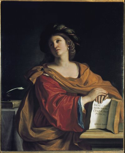 Den samiske sibylle (af Samos) - Olie på lærred af Guercino