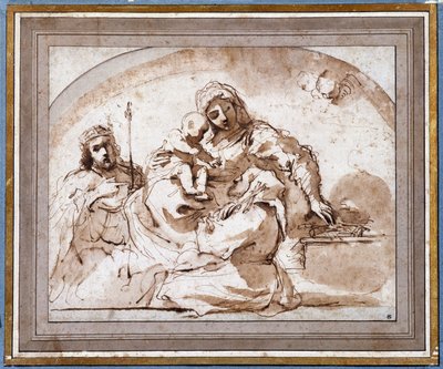 Jomfruen har barn med Saint Louis og Saint Francois af Guercino