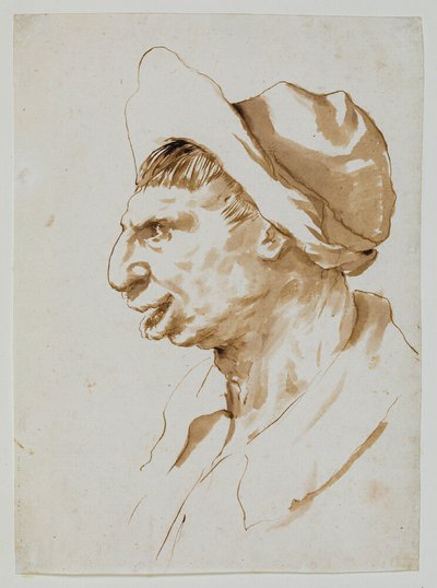 Hovedet af en bonde i profil til venstre af Guercino