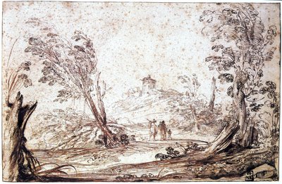 Landskab, 1600-tallet af Guercino