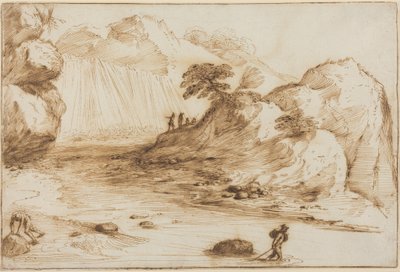Landskab med et vandfald af Guercino