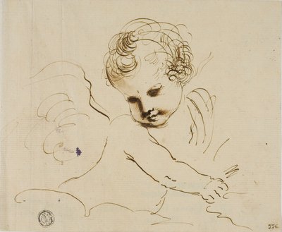 Putto i skyerne af Guercino