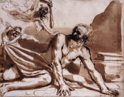 Sankt Antonius slået af djævle, af Guercino