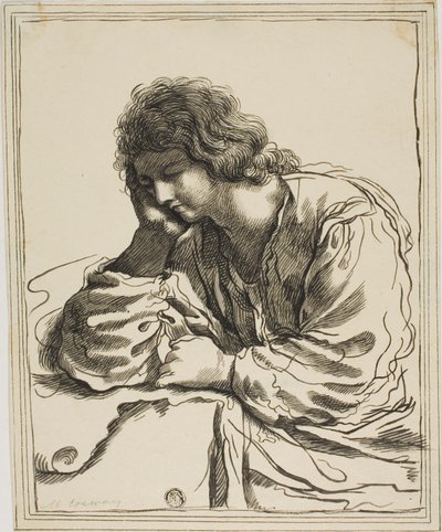 Sankt Johannes evangelisten i meditation af Guercino