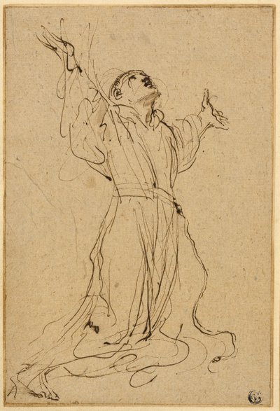 Undersøgelse for Saint Francis Modtager Stigmata af Guercino