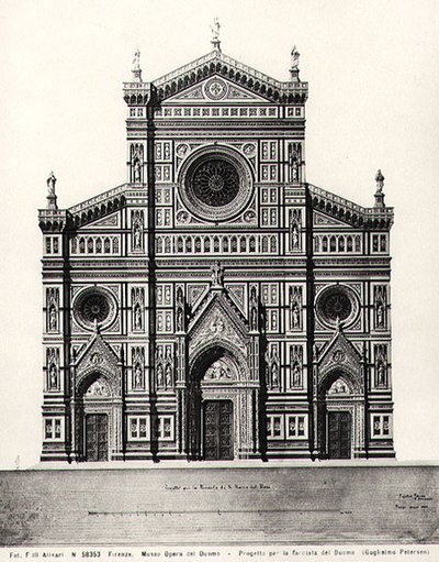 Design til facaden af Santa Maria del Fiore eller Duomo i Firenze af Guglielmo Petersen