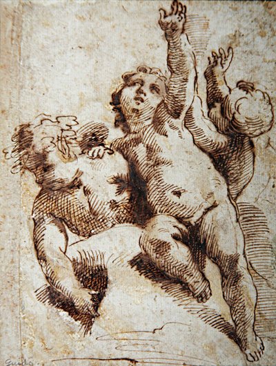 Keruber, ca. 1620 (blyant på papir) af Guido (attr. to) Reni