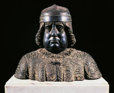 Buste af Alfonso af Aragon, ca. 1490, af Guido Mazzoni (ca. 1450-1518), bronzeskulptur, højde 42 cm, Italien af Guido Mazzoni