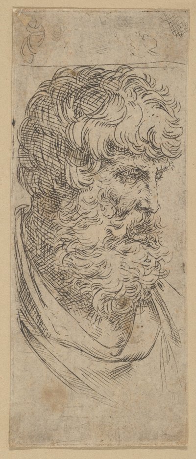Buste af en skægget mand, ca. 1600-1640. af Guido Reni