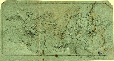 Musiker Engle i Skyer (rekto); Siddende præst (verso) af Guido Reni