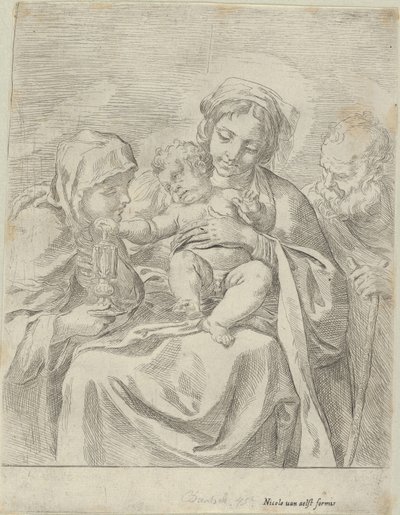 Den hellige familie med Saint Clare, 1590-1600. af Guido Reni
