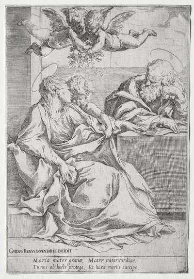 Den hellige familie med to engle af Guido Reni