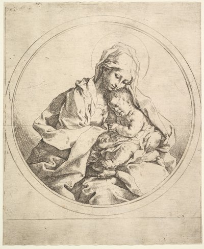Madonnaen og barnet i runden. af Guido Reni