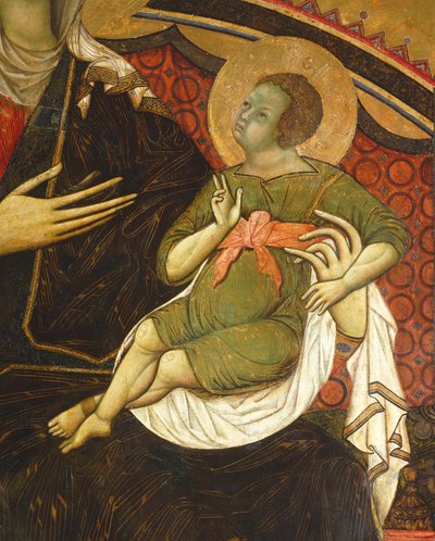Jesusbarnet, detalje fra Majestæt af Guido da Siena (ca 1230-ca 1290) Søjlesal, Palazzo Pubblico (rådhus), Siena af Guido da Siena