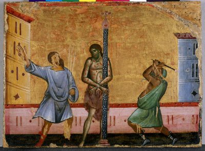 The flagellation of Christ (tempera på træ) af Guido da Siena