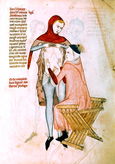 Læge undersøger patienten (miniature) af Guido da Vigevano da Pavia