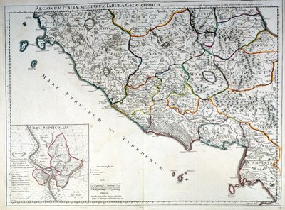 Historisk kort over den italienske region, hvor etruskerne levede efter Atlas of G. Delysle af Guillaume (after) Delisle