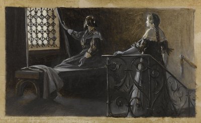 Ethel og den tilslørede kvinde, ca. 1889 (olie på lærred) af Guillaume Albert Demarest
