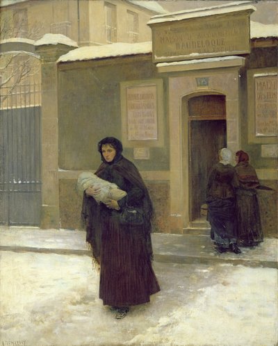 Forlader Barselshospitalet af Guillaume Albert Demarest