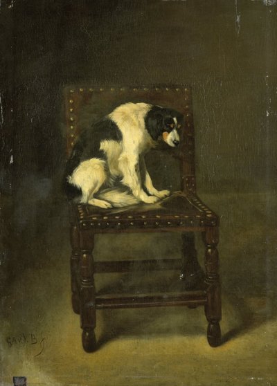En hund på en stol af Guillaume Anne van der Brugghen