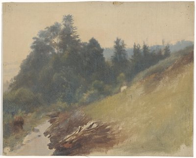 Bjergskråning med fyrretræer af Guillaume Anne van der Brugghen