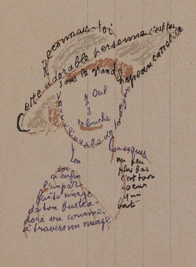 Kalligram "Reconnais-toi" for Coco Chanel, ca. 1918 af Guillaume Apollinaire