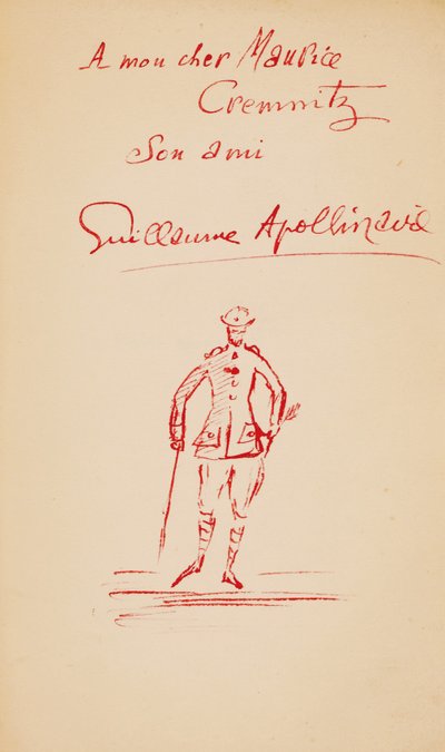 Inskription til Maurice Cremnitz fra "Den myrdede poet", 1916 af Guillaume Apollinaire