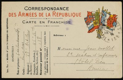 Postkort til Jean Mollet, 1915 af Guillaume Apollinaire