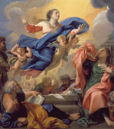 The Assumption of the Virgin olie på lærred af Guillaime Courtois
