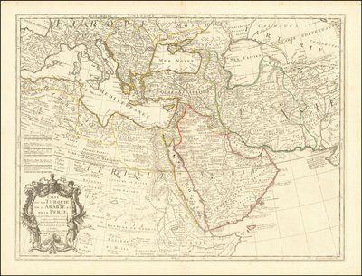 1701 kort - Kort over Tyrkiet, Arabien og Persien af Guillaume Delisle