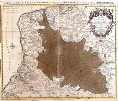 Kort over Artois (Pas de Calais, Frankrig) (radering af Guillaume Delisle