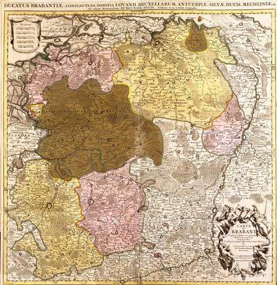 Kort over Brabant (Belgien og Holland)(radering af Guillaume Delisle