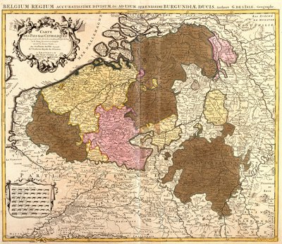 Kort over det katolske Nederland (Belgien og Luxembourg) (radering af Guillaume Delisle