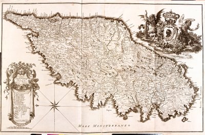 Kort over Korsika (Frankrig) (radering af Guillaume Delisle