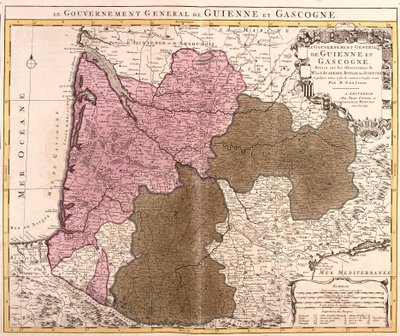 Kort over Guyenne og Gascognes regering (Frankrig) (radering af Guillaume Delisle