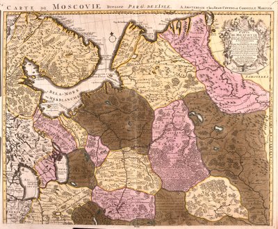 Kort over det store fyrstedømme Moskva (Rusland) (radering af Guillaume Delisle