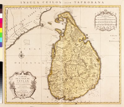 Kort over øen Ceylon (Sri Lanka) (radering af Guillaume Delisle