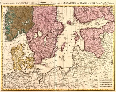 Kort over de nordlige riger (Danmark, Sverige, Norge og Finland) (radering af Guillaume Delisle
