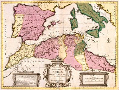 Marokko, det nordlige Algeriet, Tunesien, det nordvestlige Libyen, Spanien, Portugal, Italien (undtagen nord) af Guillaume Delisle