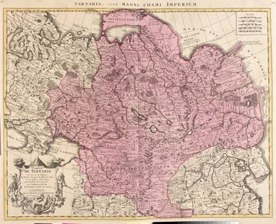 Rusland, Kasakhstan, Usbekistan, Kirgisistan, Tadsjikistan, store dele af Kina (undtagen den sydøstlige del), Mongoliet af Guillaume Delisle