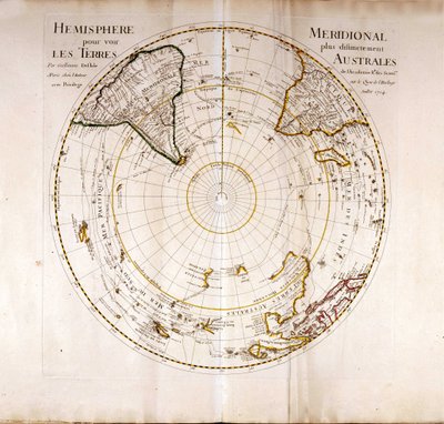 Udsigt over den sydlige (antarktiske) polatlas af Guillaume Delisle (1675-1726), geograf af Guillaume Delisle
