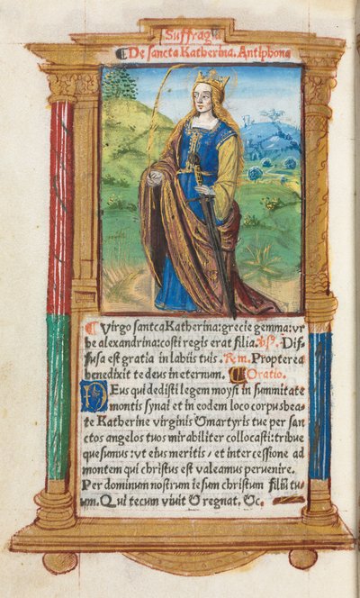 Trykt tidebog (brug af Rom): fol. 109v, Skt. Katharina af Guillaume Le Rouge